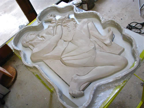 St Patrick sculpture 'Captive' preparation for silicone rubber mould